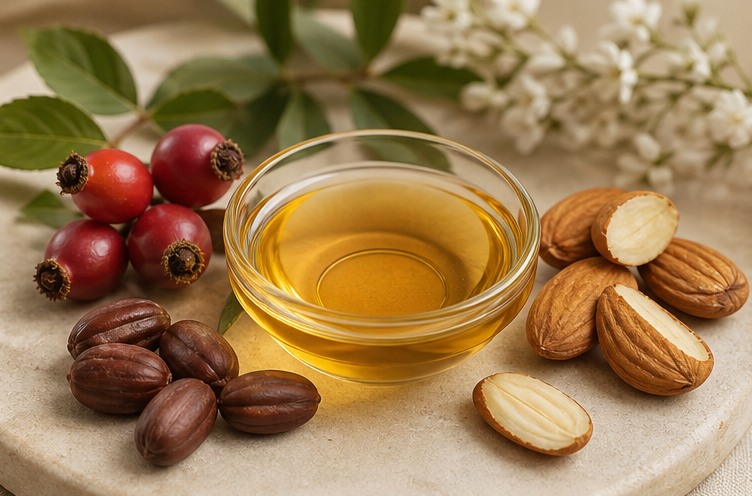 Botanical oils with nuts seeds and rosehip berries