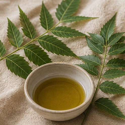 Neem leaves with botanical oil