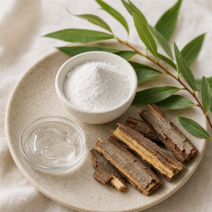 Salicylic acid powder with willow bark and clear gel